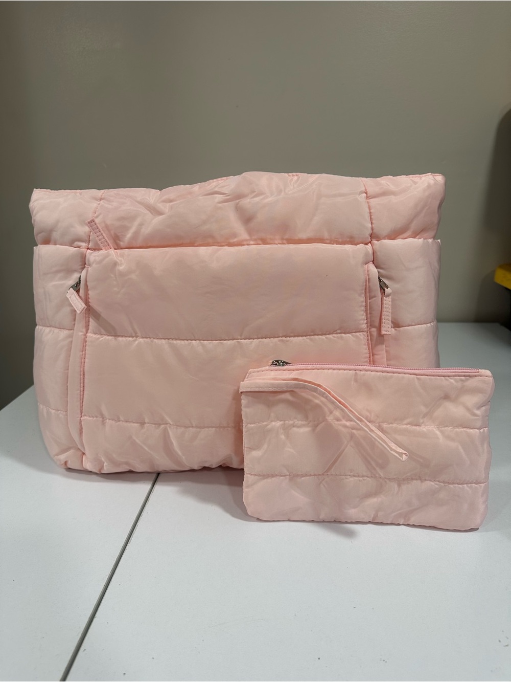 Baggallini Soft Quilted Light Pink Tote with Matching Pouch